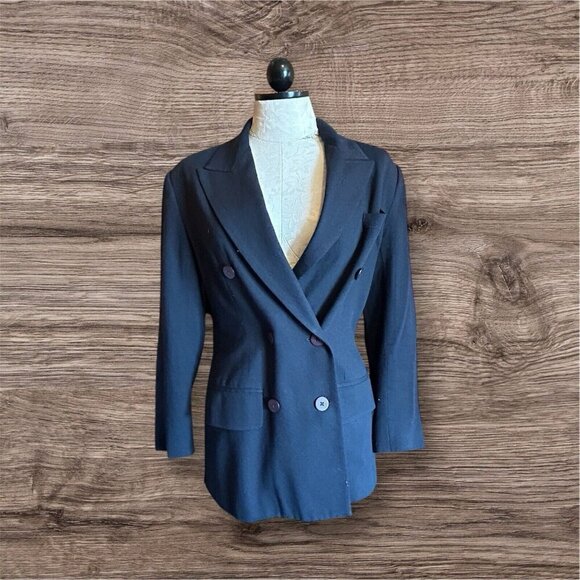 Hugo Buscati Jackets & Blazers - Hugo‎ Buscati Vintage Wool Blend Blazer Jacket Womens Sz 2 Black Buttons